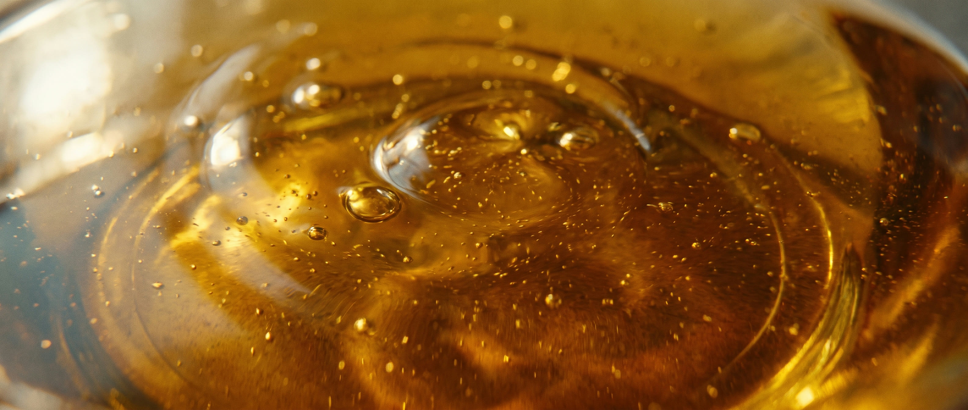 Golden sunflower oil, close up